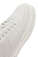 Men's White Lace-Up Thick-Soled Leather Sneakers | Derimod