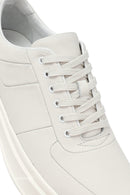 Men's White Lace-Up Thick-Soled Leather Sneakers | Derimod