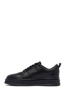 Men's Black Lace-Up Thick Sole Leather Sneakers | Derimod