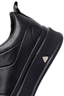 Men's Black Lace-Up Thick Sole Leather Sneakers | Derimod