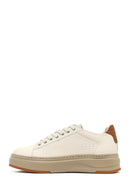 Men's White Lace-Up Thick-Soled Leather Sneaker | Derimod