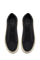 Erkek Siyah Bağcıklı Kalın Tabanlı Deri Sneaker | Derimod