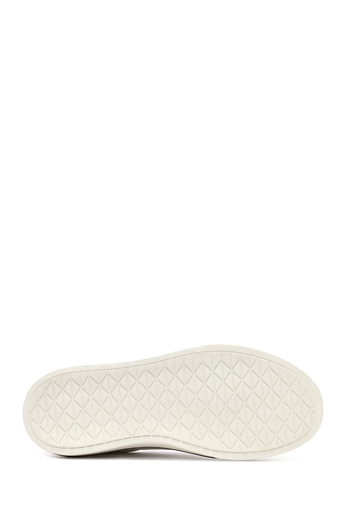 Erkek Beyaz Bağcıklı Kalın Tabanlı Deri Sneaker