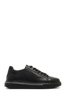 Men's Black Lace-Up Thick-Soled Leather Sneaker | Derimod