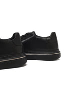 Men's Black Lace-Up Thick-Soled Leather Sneaker | Derimod