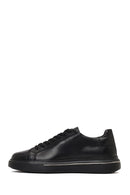 Men's Black Lace-Up Thick-Soled Leather Sneaker | Derimod