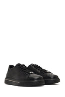 Men's Black Lace-Up Thick-Soled Leather Sneaker | Derimod