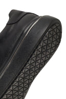 Men's Black Lace-Up Thick-Soled Leather Sneaker | Derimod