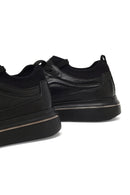 Men's Black Lace-Up Thick-Soled Leather Sneaker | Derimod