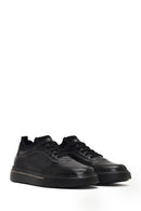 Men's Black Lace-Up Thick-Soled Leather Sneaker | Derimod