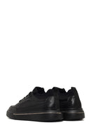 Men's Black Lace-Up Thick-Soled Leather Sneaker | Derimod