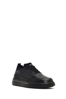 Men's Black Lace-Up Thick-Soled Leather Sneaker | Derimod