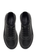 Men's Black Lace-Up Thick-Soled Leather Sneaker | Derimod