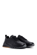 Men's Black Lace-Up Leather Casual Sneakers | Derimod