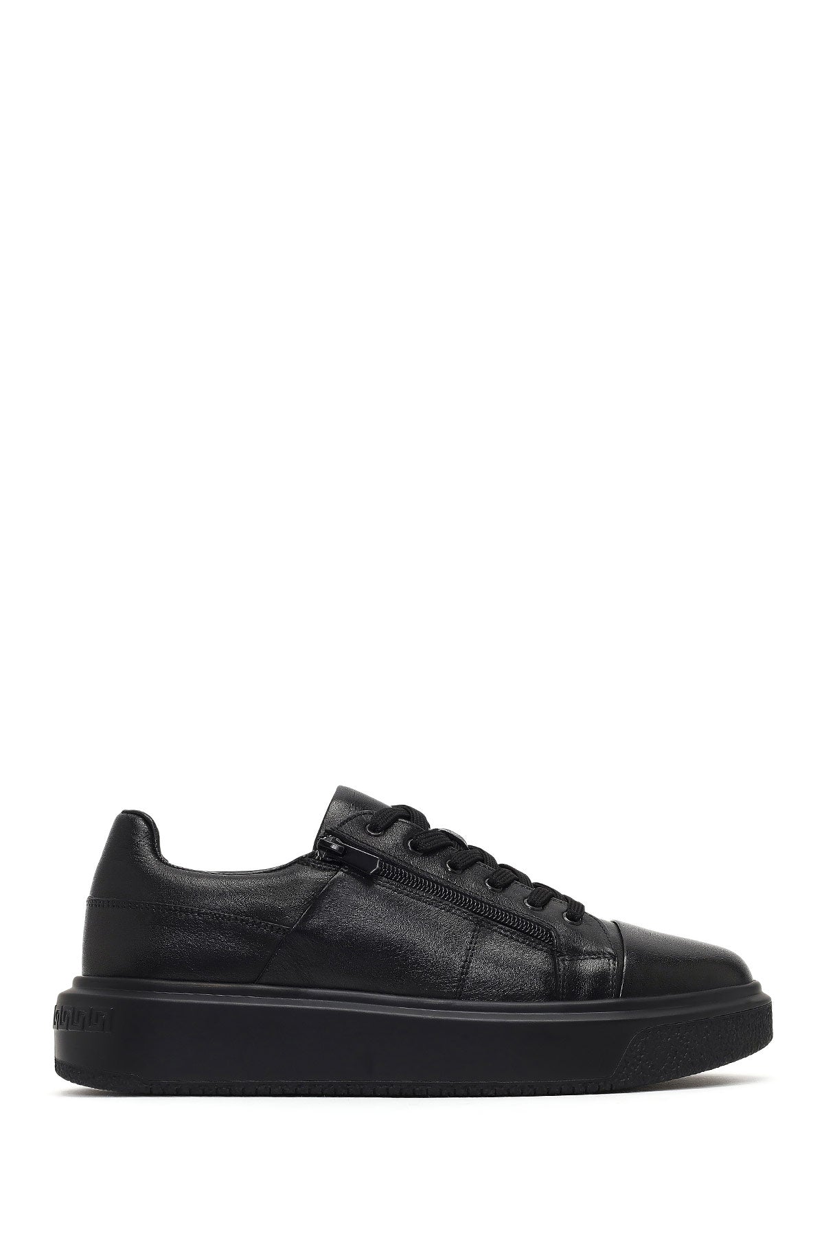 Men's Black Lace-Up Thick-Soled Leather Sneaker 25WFD612918 | Derimod