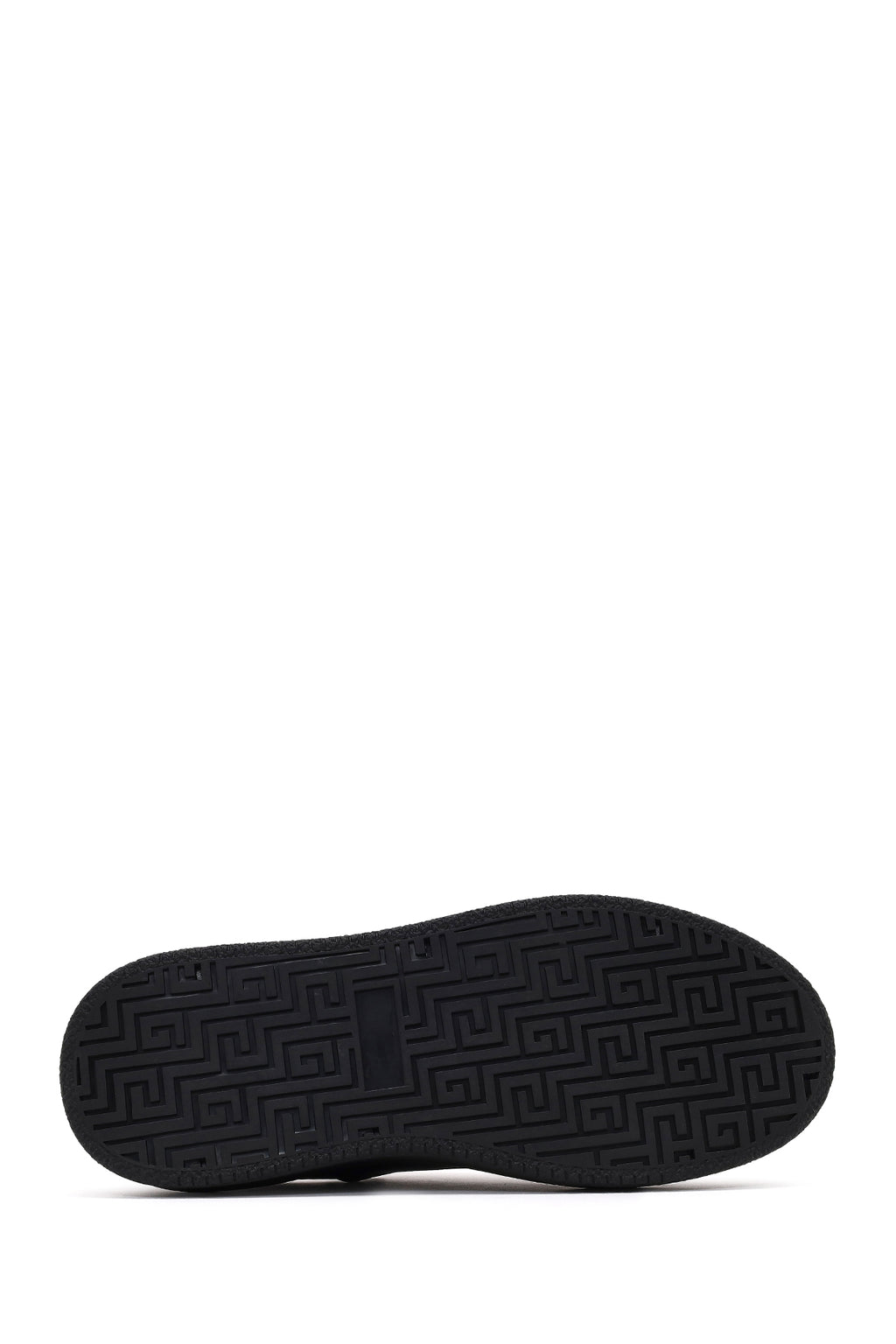 Erkek Siyah Bağcıklı Kalın Tabanlı Deri Sneaker