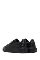 Men's Black Lace-Up Thick-Soled Leather Sneaker | Derimod