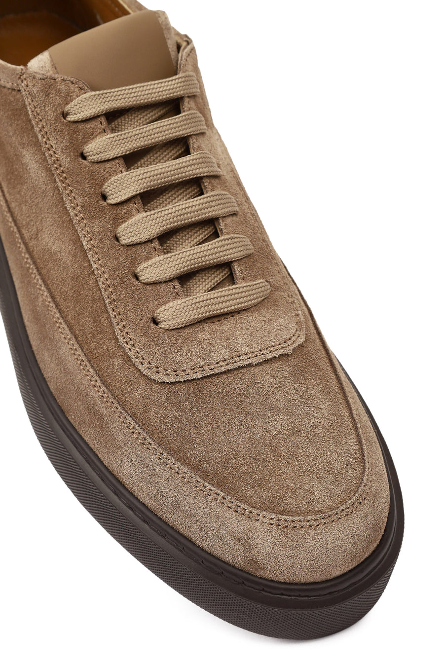 Erkek Vizon Bağcıklı Kalın Tabanlı Süet Deri Sneaker