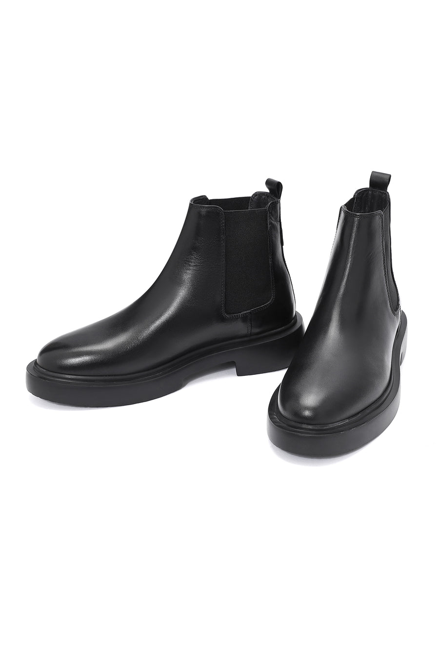 Male Black Leather Casual Chelsea Boots