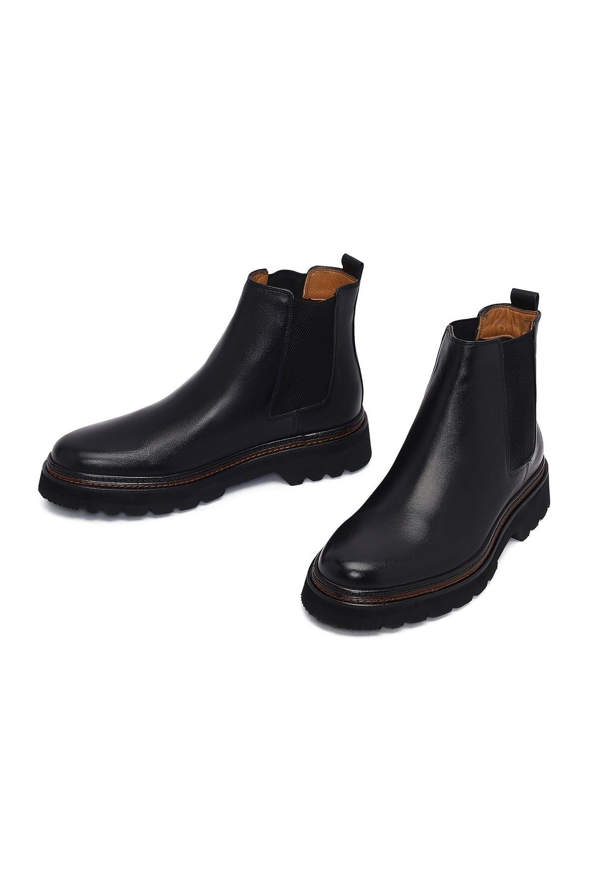 Erkek Siyah Deri Chelsea Bot