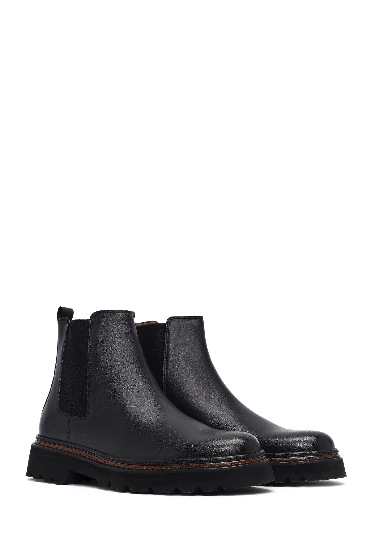 Erkek Siyah Deri Chelsea Bot