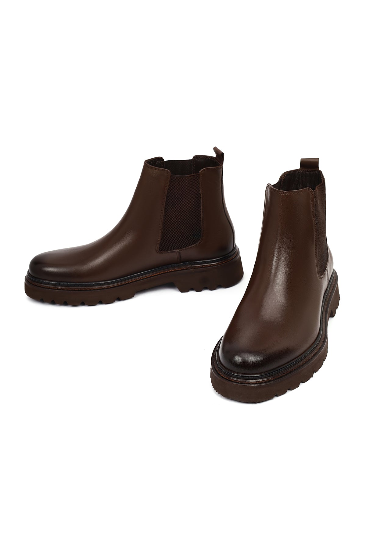 Erkek Kahverengi Deri Chelsea Bot