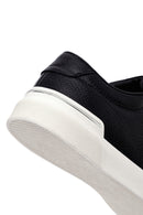 Erkek Siyah Bağcıklı Deri Sneaker | Derimod