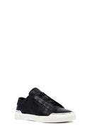 Erkek Siyah Bağcıklı Deri Sneaker | Derimod