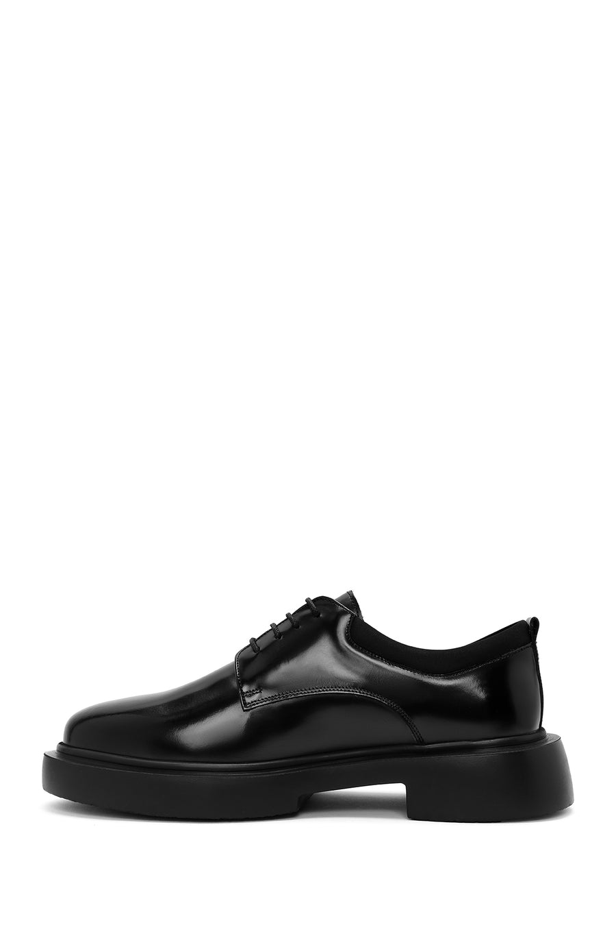 Male Black Leather Thick-Soled Casual Shoes