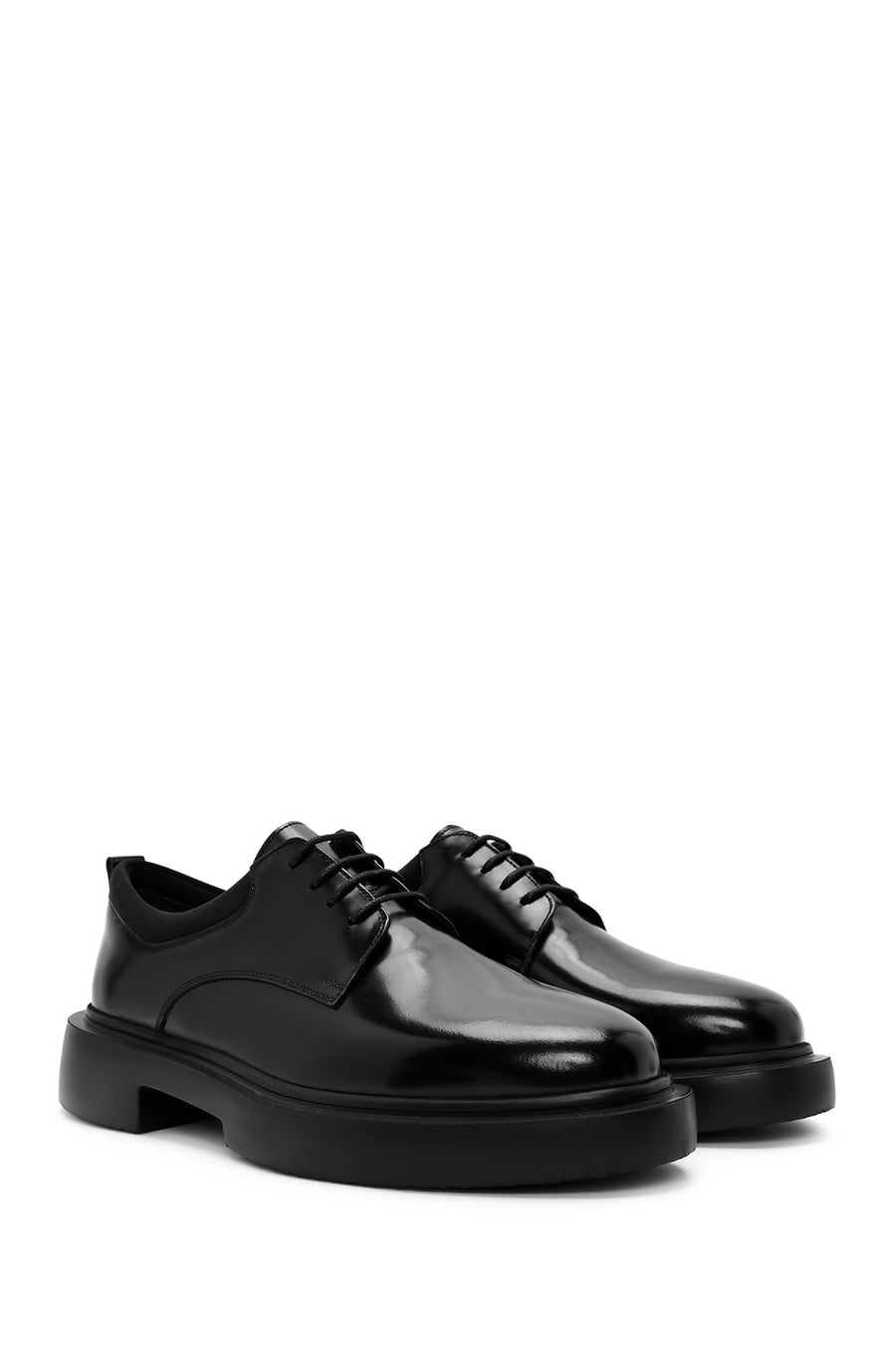 Male Black Leather Thick-Soled Casual Shoes