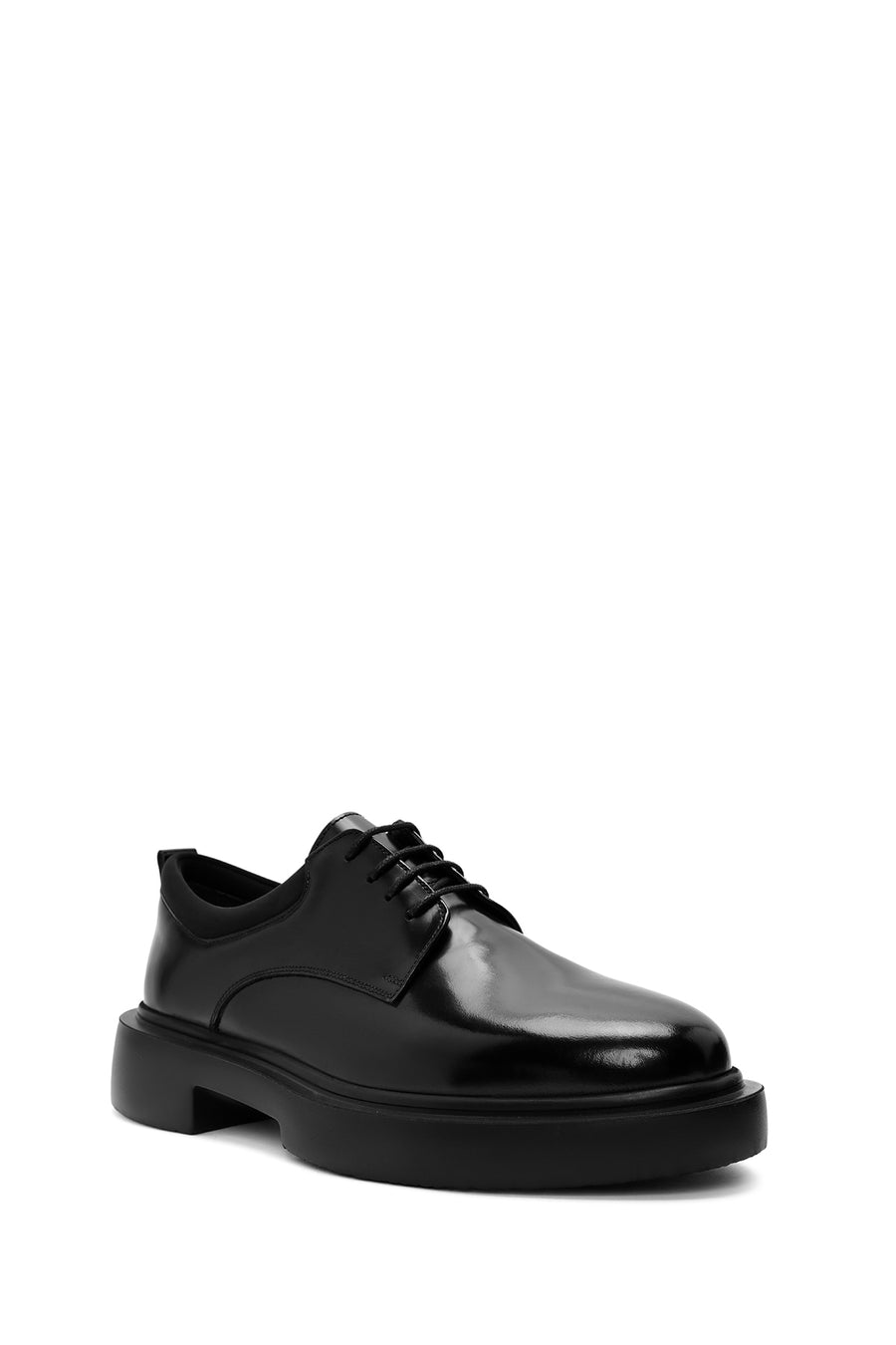 Male Black Leather Thick-Soled Casual Shoes