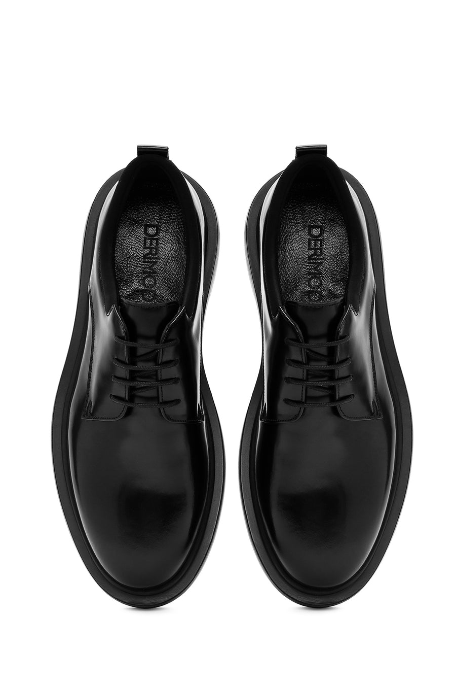 Male Black Leather Thick-Soled Casual Shoes