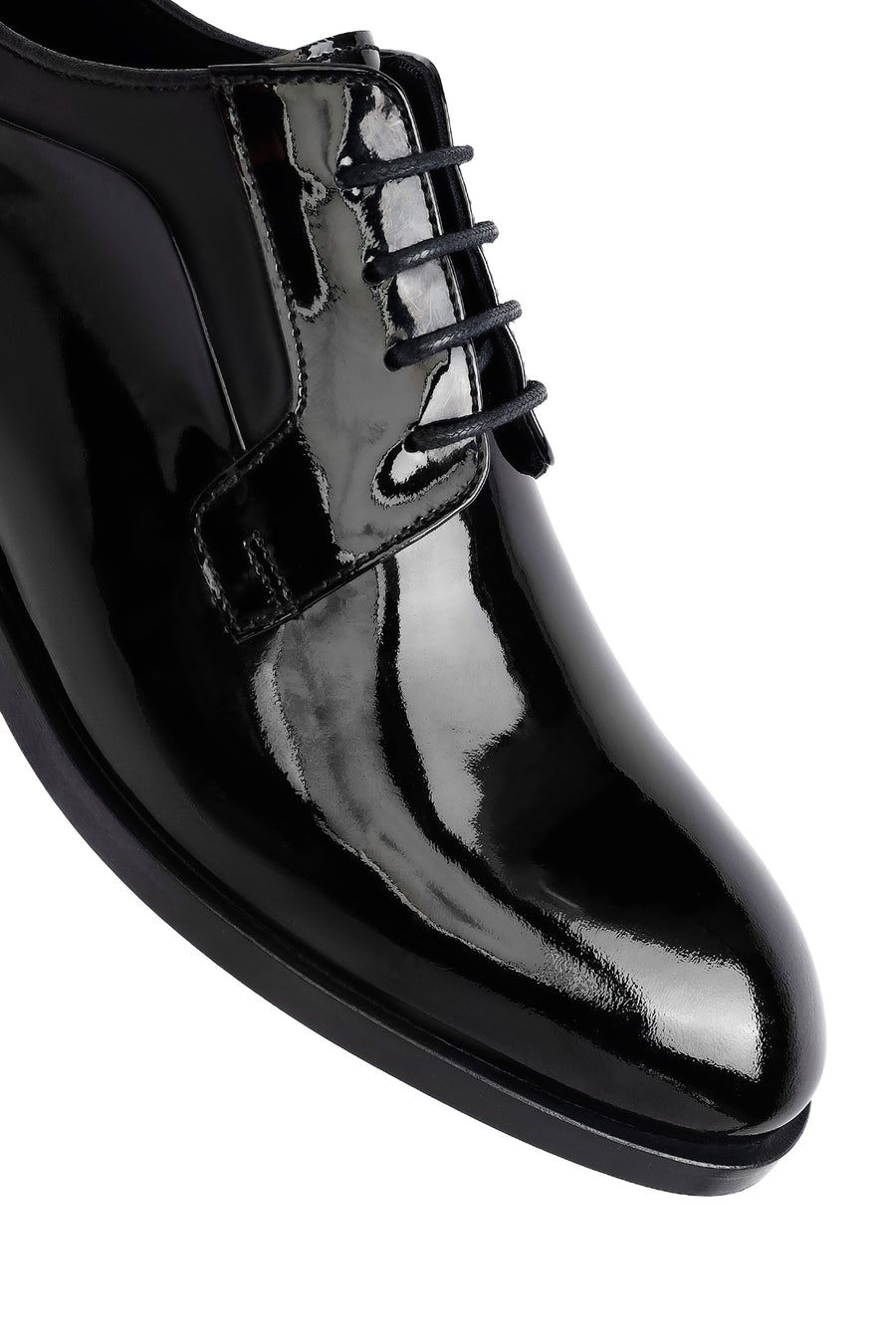 Men's Black Lace-Up Patent Leather Leather Classic Shoes
