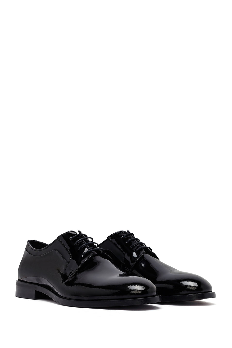 Men's Black Lace-Up Patent Leather Leather Classic Shoes