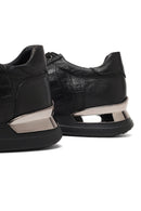 Erkek Siyah Bağcıklı Kalın Tabanlı Deri Sneaker | Derimod