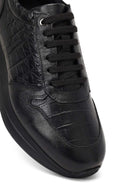 Erkek Siyah Bağcıklı Kalın Tabanlı Deri Sneaker | Derimod