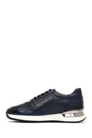 Men's Navy Blue Lace-Up Thick Sole Leather Sneaker | Derimod