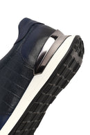 Men's Navy Blue Lace-Up Thick Sole Leather Sneaker | Derimod