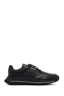 Men's Black Lace-Up Thick-Soled Leather Casual Sneaker | Derimod