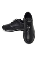 Men's Black Lace-Up Thick-Soled Leather Casual Sneaker | Derimod