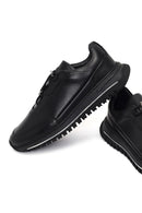 Men's Black Lace-Up Thick-Soled Leather Casual Sneaker | Derimod