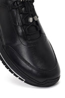 Men's Black Lace-Up Thick-Soled Leather Casual Sneaker | Derimod