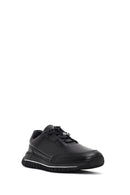 Men's Black Lace-Up Thick-Soled Leather Casual Sneaker | Derimod