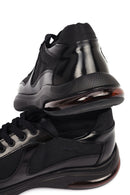 Men's Black Lace-Up Thick-Soled Leather Casual Sneaker | Derimod