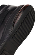 Men's Black Lace-Up Thick-Soled Leather Casual Sneaker | Derimod