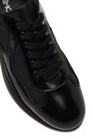 Men's Black Lace-Up Thick-Soled Leather Casual Sneaker | Derimod