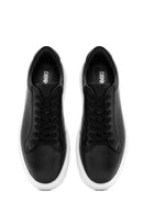 Men's Black Lace Up Leather Sneakers | Derimod