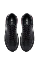 Erkek Siyah Bağcıklı Kalın Tabanlı Deri Sneaker | Derimod