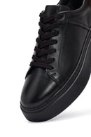 Erkek Siyah Bağcıklı Kalın Tabanlı Deri Sneaker | Derimod