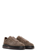 Men's Mink Lace-Up Thick-Soled Suede Leather Sneaker | Derimod
